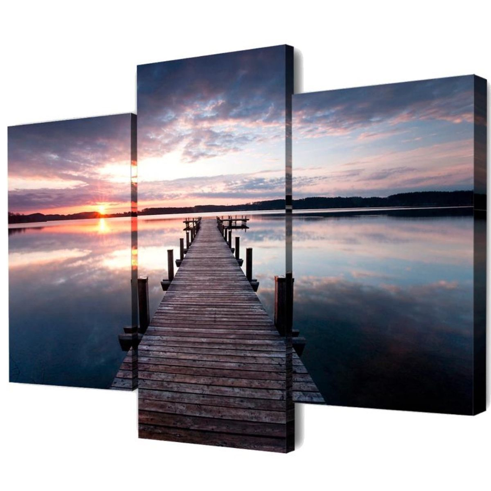 Картина модульная, 100х150 см, 3 мод, Закат над водой, S-4130H