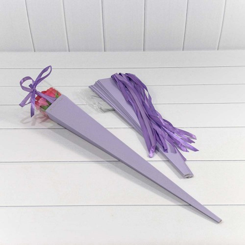 Коробка Ваза для цветов 6х6х60 см "Для одной розы" (Сиреневый)