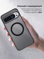 Чехол с Магсейф Google Pixel 10 / 10 Pro прозрачный матовый с черным бортом WLONS