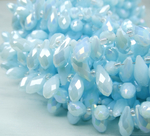 БКН002ДС612 Хрустальные бусины-капли, цвет: голубой AB непрозрачный, размер 6х12 мм, 15 шт.