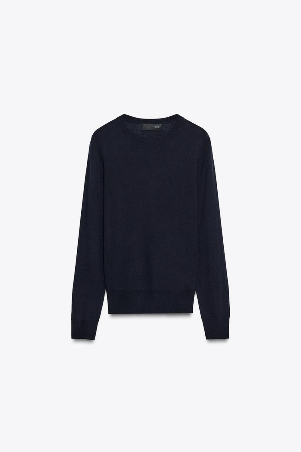 ZARA БАЗОВЫЙ ДЖЕМПЕР С ШЕРСТЬЮ, МОРСКОЙ СИНИЙ