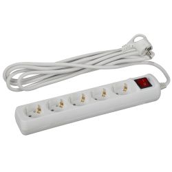 Удлинитель электрический ЭРА UX-5es-3m с заземлением с выключателем 5 розеток 3 м ПВС 3x0,75мм2 10А | Бытовые удлинители