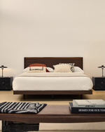 Кровать Norlen из орехового шпона с темной отделкой LED 160 x 200 см