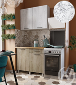 Кухня Одри 1.0м (корпус белый/дуб остин серый; дуб остин бежевый) 26мм мрамор итальянский