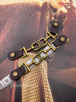 Декоративная цепочка ЛВ. в бронзовом металле с кожаными ремешками 11 см