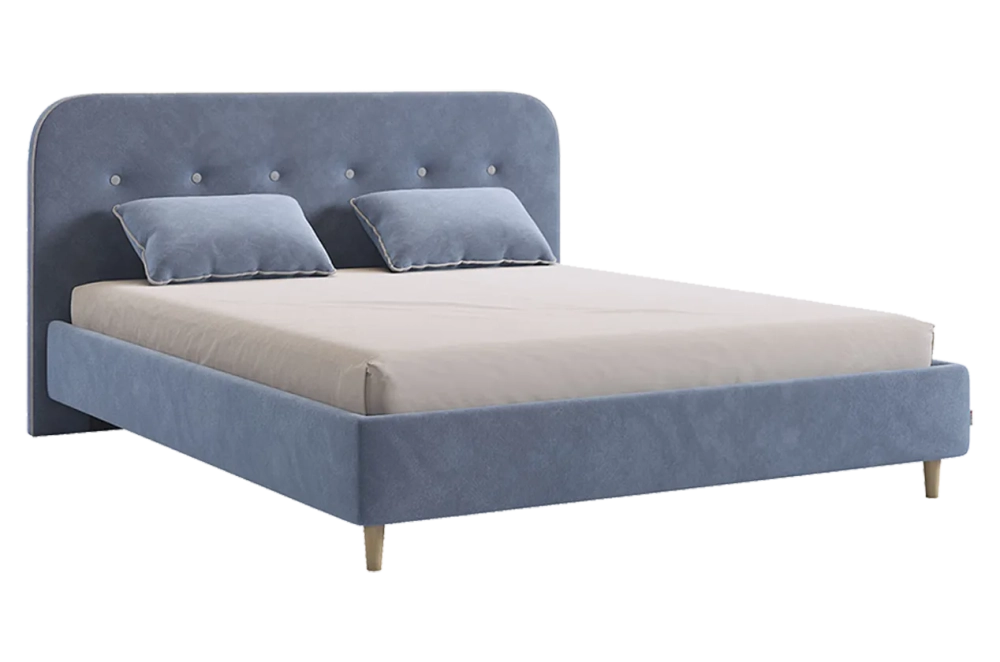 Кровать с основанием Лео 160х200 см (галька (велюр)/графит (велюр)), (графит (велюр)/галька (велюр)), (латте (велюр)/капучино (велюр)), (мята (велюр)/галька (велюр)), (топаз (велюр)/галька (велюр))