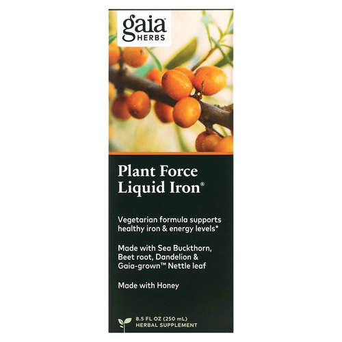 Gaia Herbs, Plant Force Liquid Iron, 250 мл (8,5 жидк. унций)