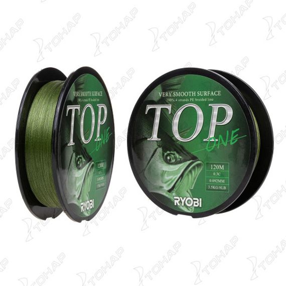 Шнур TOP PE4X-120M 0.3/d-0.092mm Dark green Ryobi