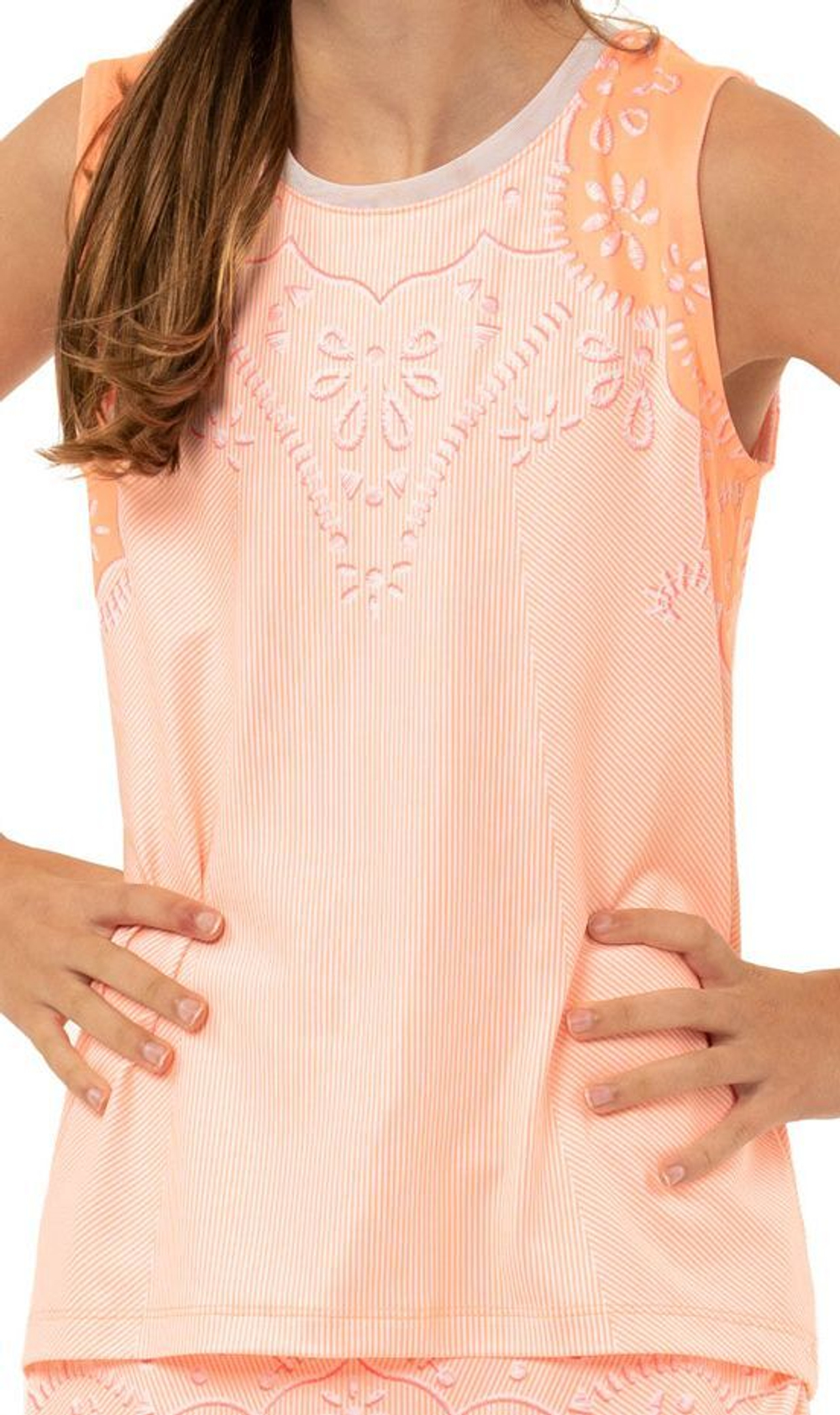 Футболка для девочки теннисная Lucky in Love Girls Eyelet Go Tie Back Tank - orange frost