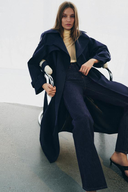 ZARA ДЖИНСЫ FLARE С ВЫСОКОЙ ПОСАДКОЙ — ZW COLLECTION, СИНИЙ