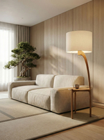 Торшер Corta в гостиной с деревом бонсай, Wabi-Sabi