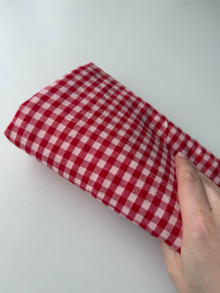 Вареный хлопок 250см. Красная клетка (0,6*0,6см) Вареный хлопок 250см. Красная клетка (0,6*0,6см)