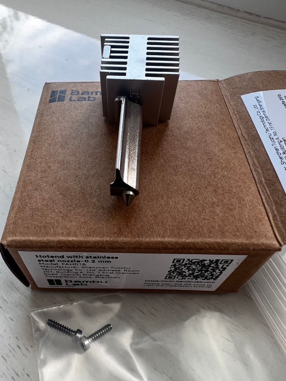 Хотэнд с соплом 0,2 мм из нержавеющей стали для 3Д принтера Bambu Lab A1/A1 mini (FAH018)