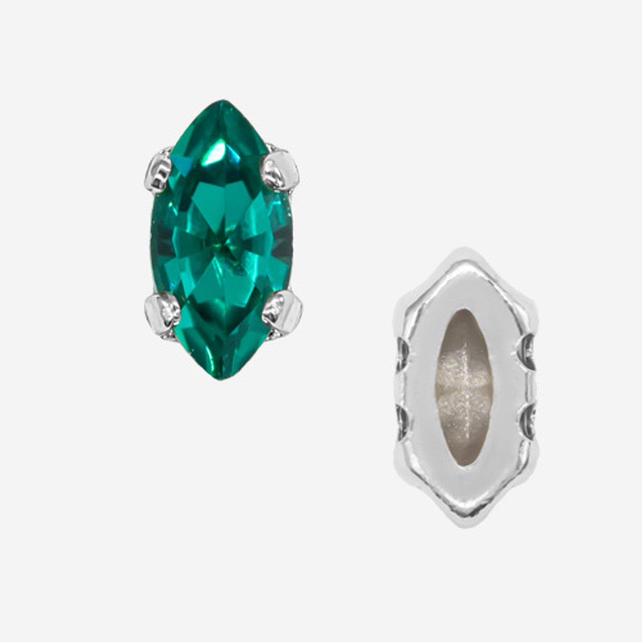 Кристалл Маркиз (Marquise Fancy Stone) в цапах, оттенок "Голубой Циркон"/"Blue Zircon", 8*4мм, родирование