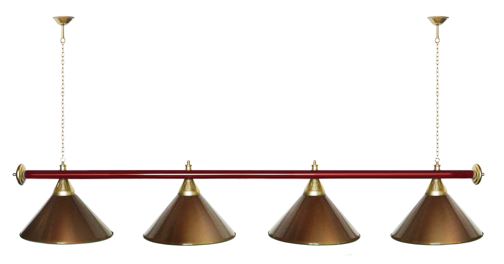 Лампа STARTBILLIARDS 4 пл. (плафоны зеленые,штанга золотая,фурнитура золото)