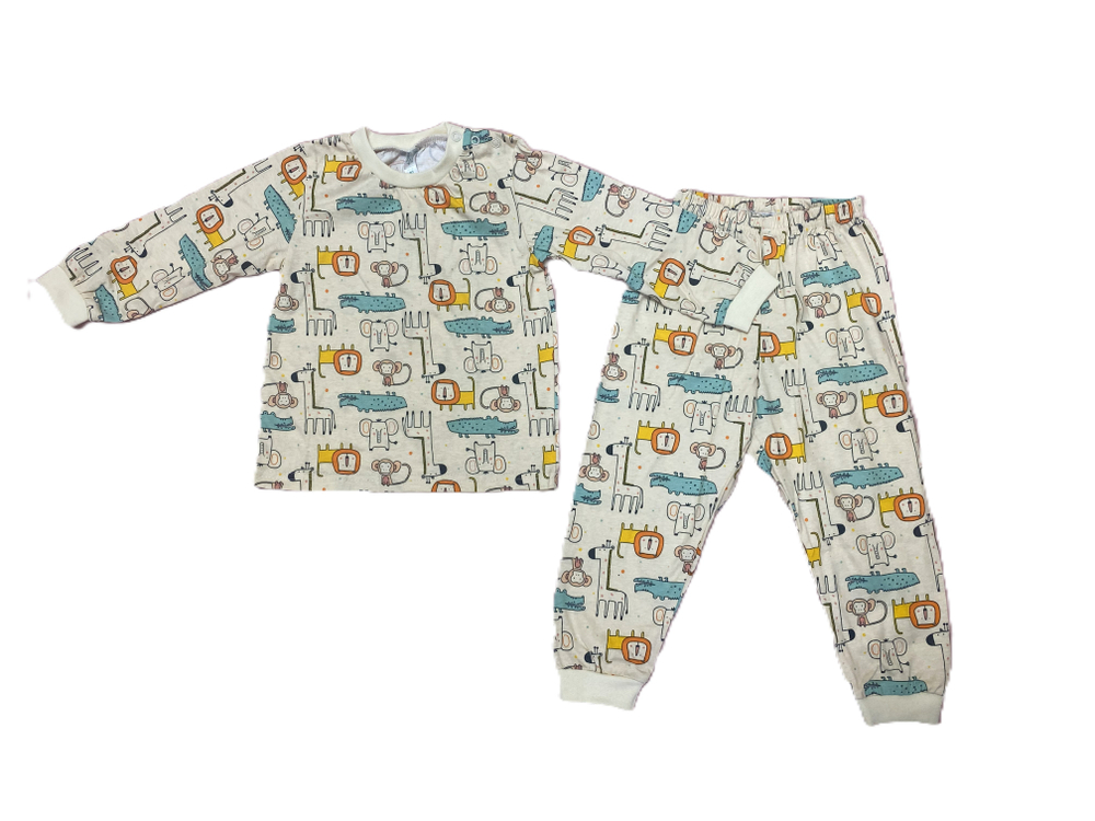 Пижама детская: штанишки,футболка с длинным рукавом на кнопках на плече из кулирки (100% хлопок) на рост 80,86,92,98 см