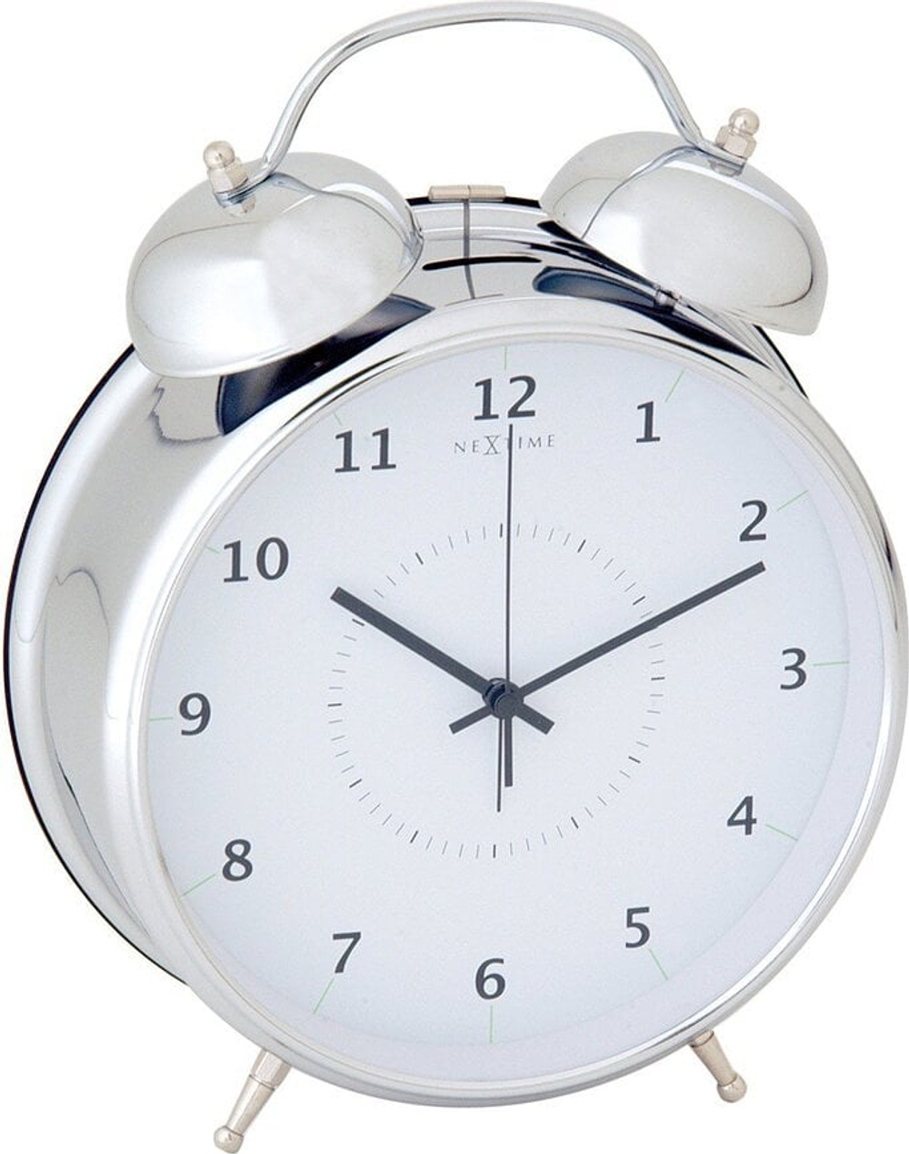 Настольные часы NeXtime Wake Up, металл, 23 см, серебристые