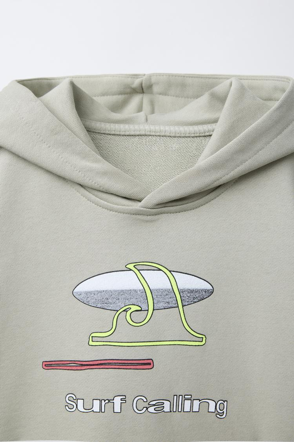 ZARA ХУДИ С ПРИНТОМ «СЕРФИНГ», СВЕТЛЫЙ ХАКИ