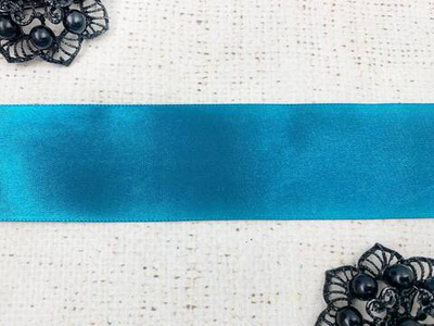 Лента атласная, ш. 3,8 см, тёмно-голубой