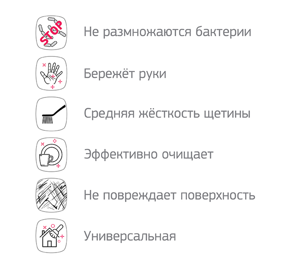 Щётка для мытья посуды СТИК на присоске, ворс из эластомера, на краю щетки есть скребок М5200