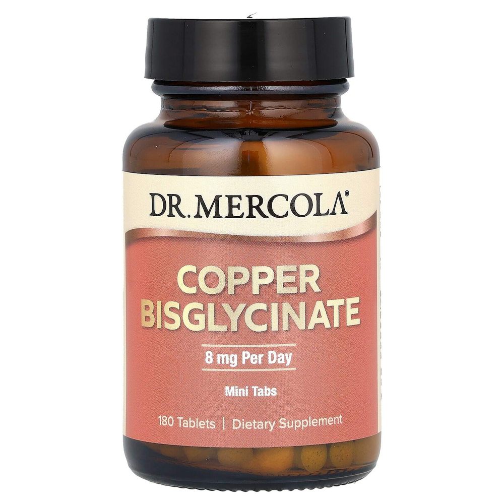 Dr. Mercola, Бисглицинат меди, 180 таблеток (4 мг в каждой таблетке)