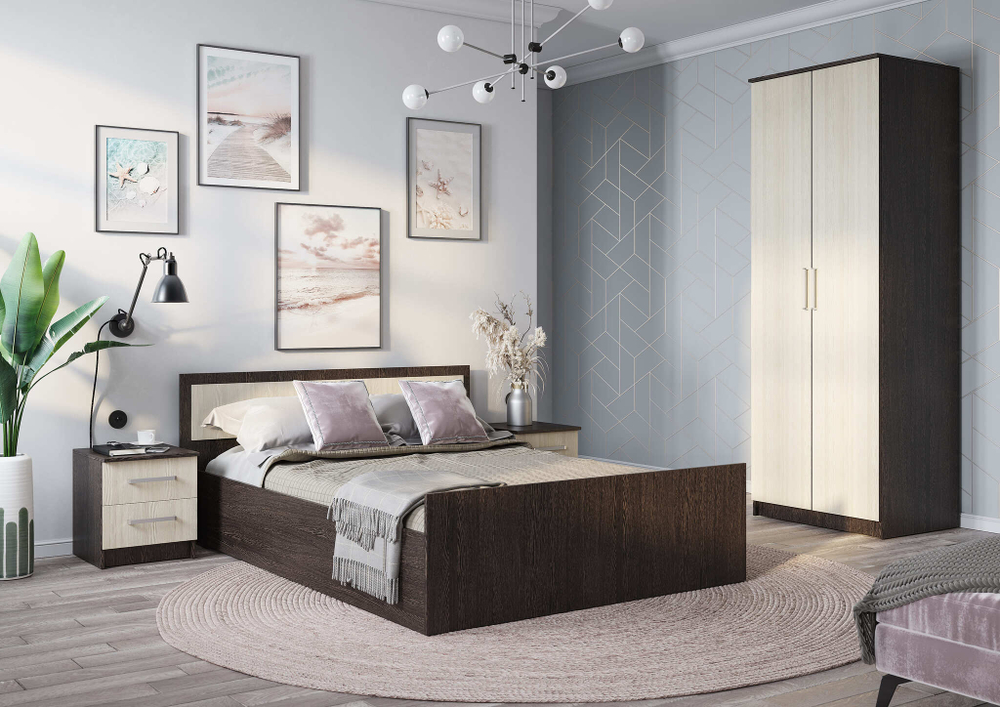 Тумба прикроватная с ящиками Фиеста, венге/лоредо (2 шт)