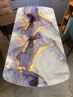 Стол стеклянный с фотопечатью (подстолье прямое раздвижное белое )