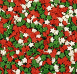 Посыпка звезды красно-зелено-белые 100 гр