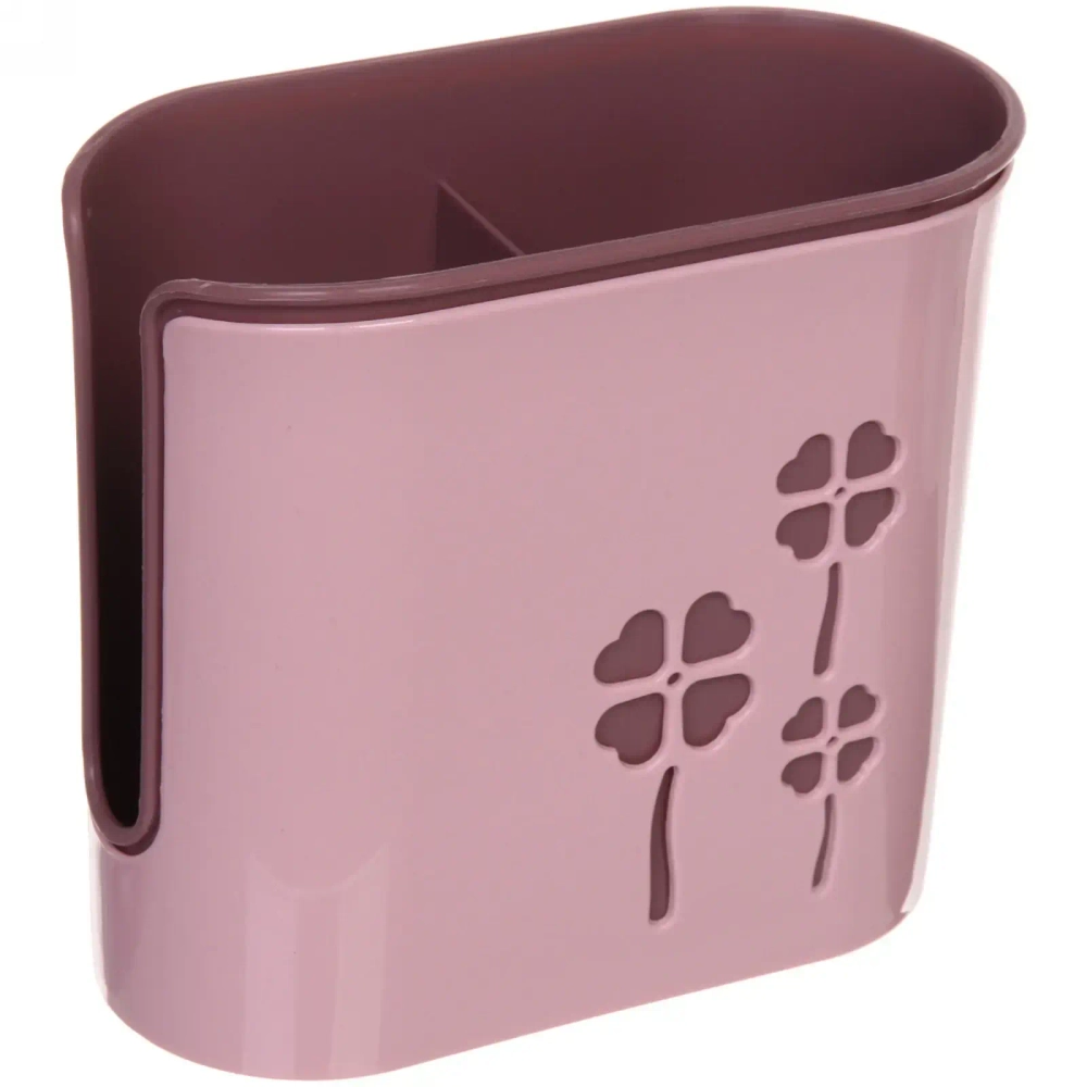 Подставка для столовых приборов «Классика» цветы 16*14,5см пластиковая, 2 секции