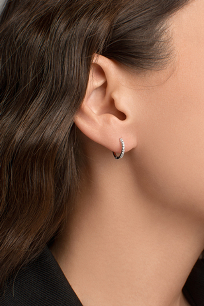 Серьги кольца из серебра с фианитами