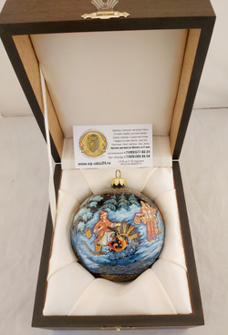 Шар елочный коллекционный с ручной росписью "По-щучьему веленью" N5 в футляре
