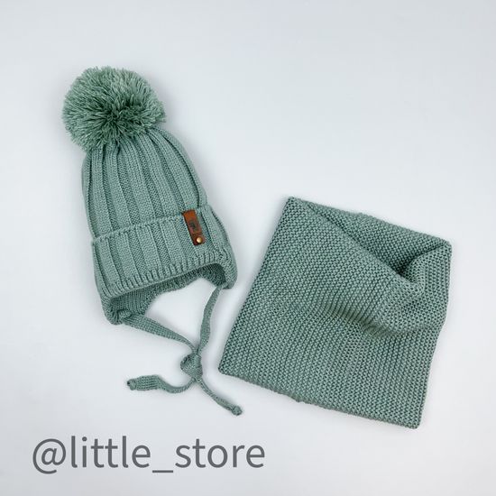 Шапка демисезонная "Дино" со снудом, Шалфей