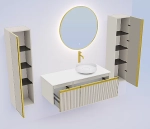 Тумба с раковиной и столешницей Armadi Art QUATRO 6 120 CASHMERE/профиль MATT GOLD