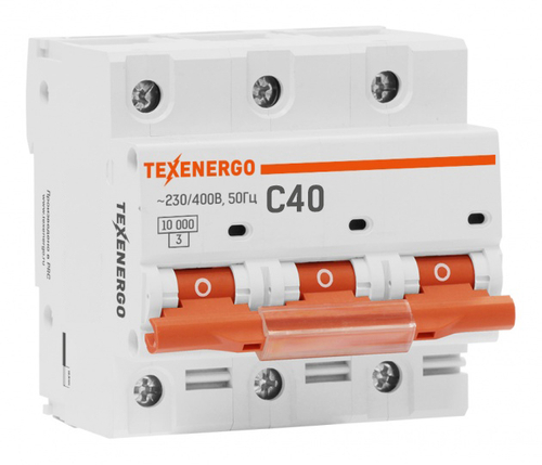 Автоматический выключатель ВА67-100 3п 40А 10кА Texenergo хар-ка С
