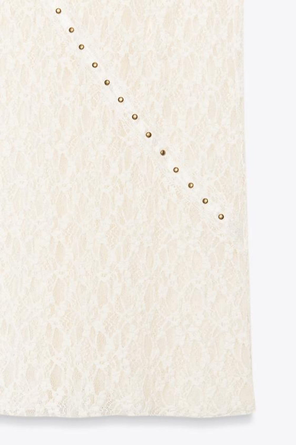 ZARA КРУЖЕВНАЯ ЮБКА МИДИ С ЗАКЛЕПКАМИ, ЭКРЮ