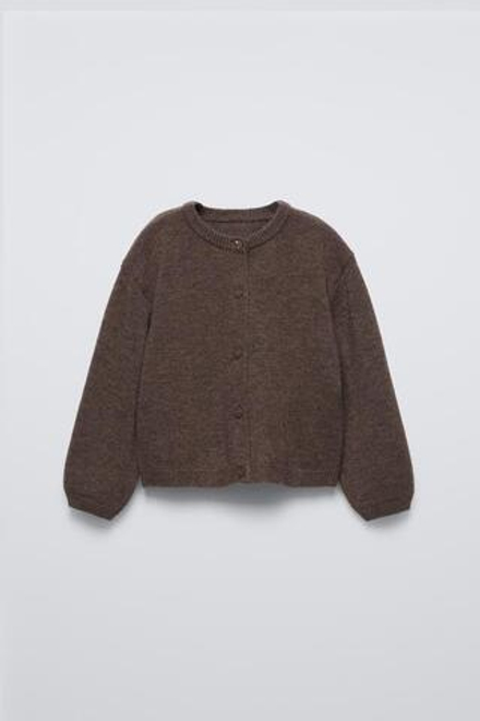 ZARA КАРДИГАН ИЗ 100% ШЕРСТИ, ШОКОЛАДНЫЙ