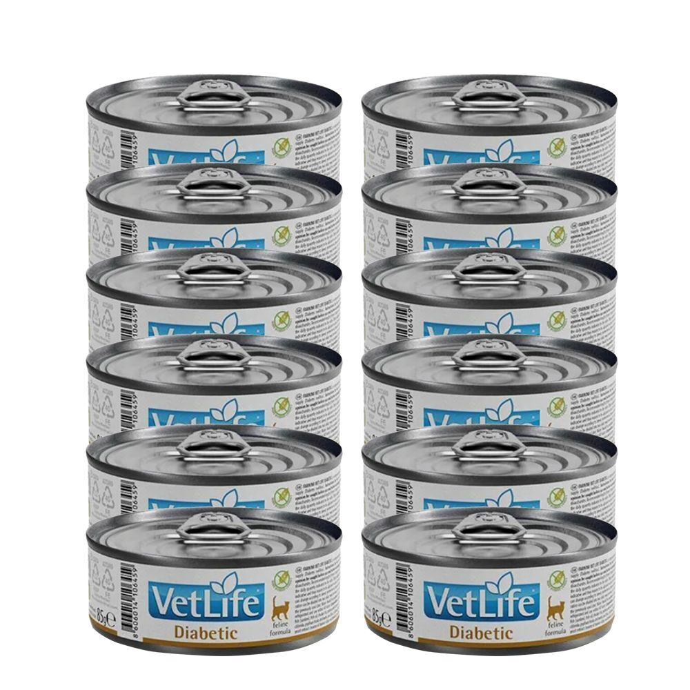Консервы FARMINA Vet Life Cat Diabetic для кошек при диабете (паштет) - набор 12х85 гр