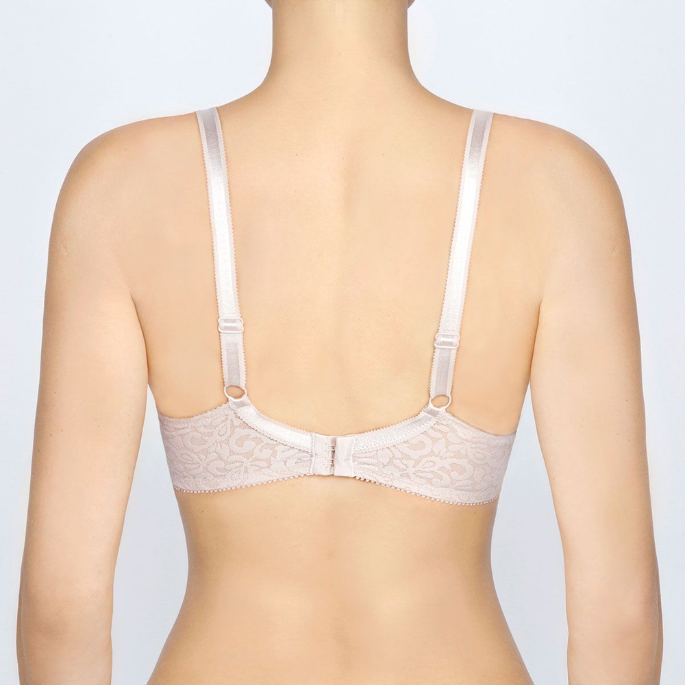 Кружевной бюстгальтер с формованными чашками на тонком поролоне (Размер: 75E) (Цвет: пудровый)