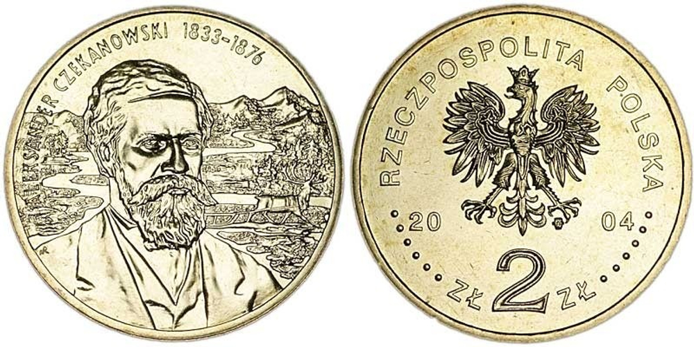 Польша 2 злотых, 2004 Польские путешественники - Александр Чекановский