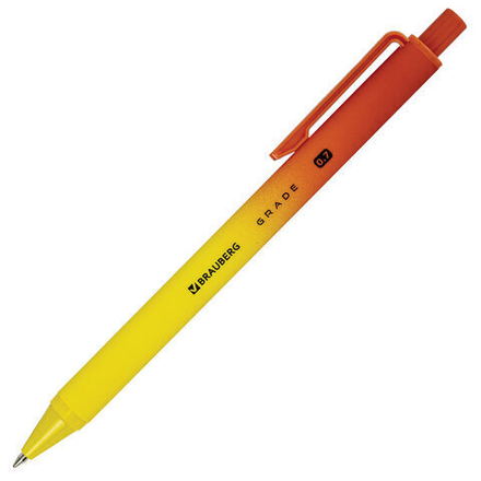 Ручка шариковая автоматическая BRAUBERG "Grade", корпус soft-touch, 1шт, СИНЯЯ, пишущий узел 0,7 мм, линия письма 0,35 мм, 144205