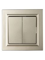 BRITE Выключатель 2-клавишный 10А в сборе ВСР10-2-0-БрШ шампань IEK
