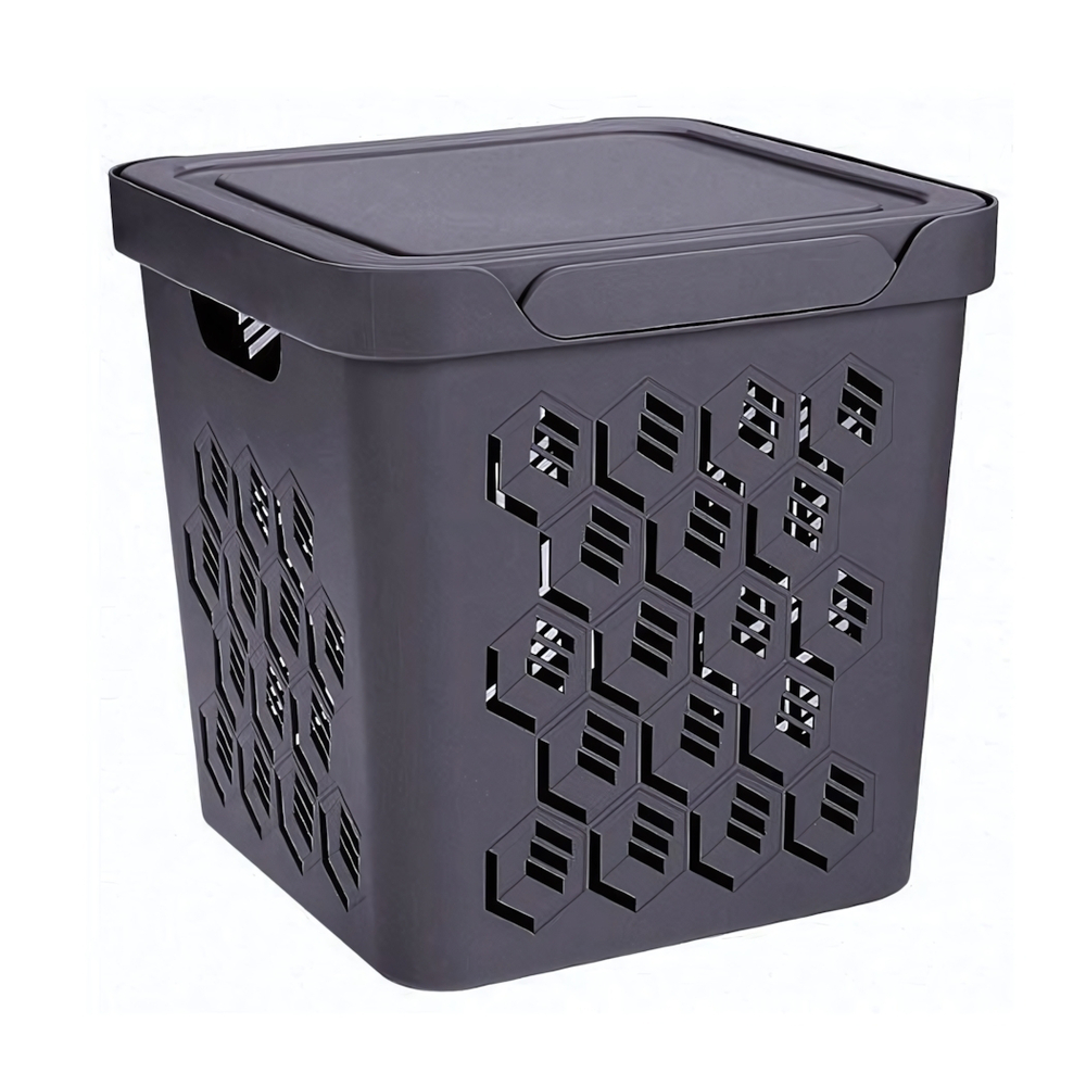 Ящик с крышкой универсальный "deluxe", 286х286х286 мм, 18л (серый)