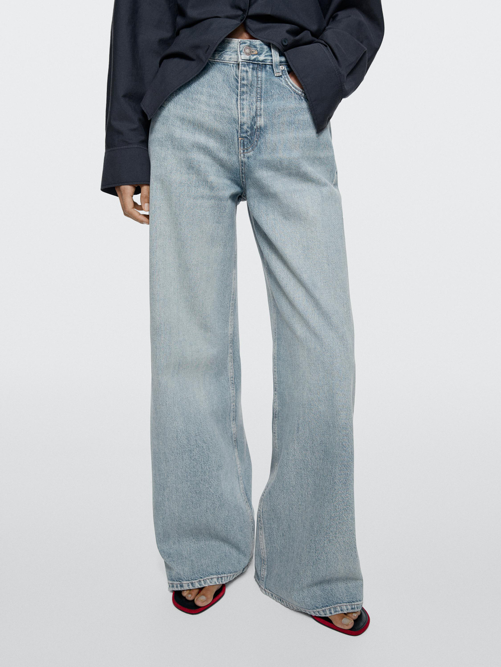 Massimo Dutti Джинсы с широкими штанинами, светло-голубой