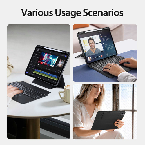 Чехол подставка с клавиатурой (RUS) от Dux Ducis для планшета iPad Pro 13 (2024-), серия DK Series Keyboard, русская клавиатура с подсветкой