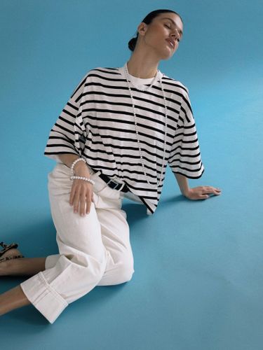 Хлопковая оверсайз футболка в полоску