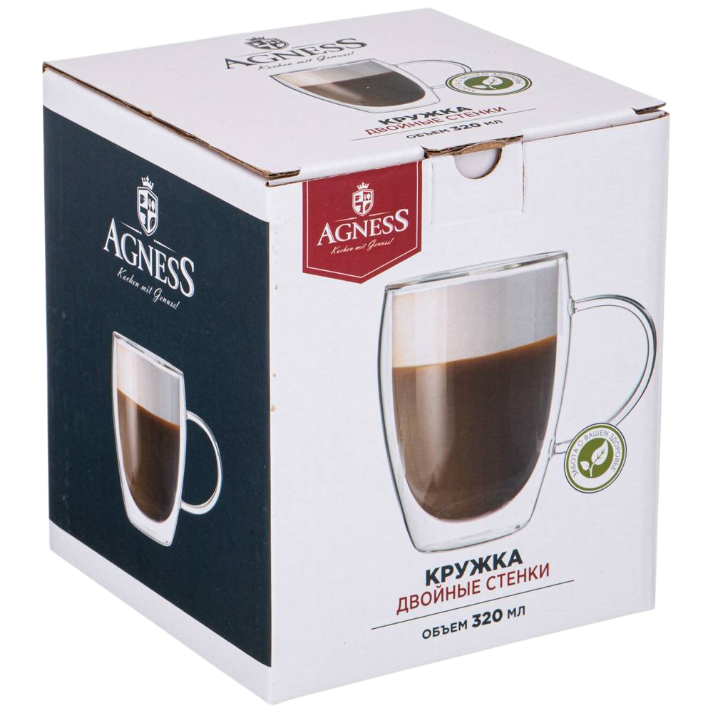 КРУЖКА С ДВОЙНЫМИ СТЕНКАМИ "DOUBLE-WALL" 320 МЛ. ДИАМЕТР=8 СМ. ВЫСОТА=11,5 СМ. 250-133 L