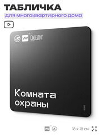 Табличка Комната охраны, для многоквартирного жилого дома, серия СОСЕДИ SIMPLE, 18х18 см, пластиковая, Айдентика Технолоджи