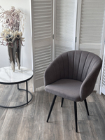 Стул М-City DISAUR Мишель поворотный на поворотный на 360 градусов, B28 темно-серый, Велюр, Черный каркас