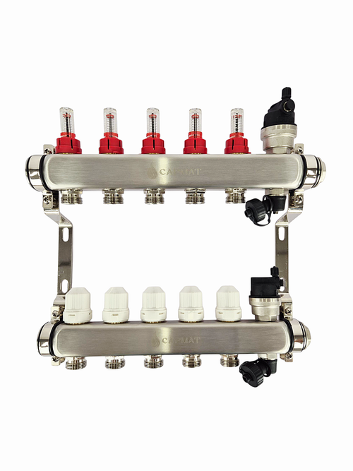 Коллекторная группа с расходомерами САРМАТ 1"x3/4" 5 вых. нерж с в /о SS2200 (CN)