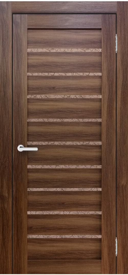 Межкомнатная дверь X-2 / Цвет Орех / Остекление "Гранит бронза" / Двери Верда